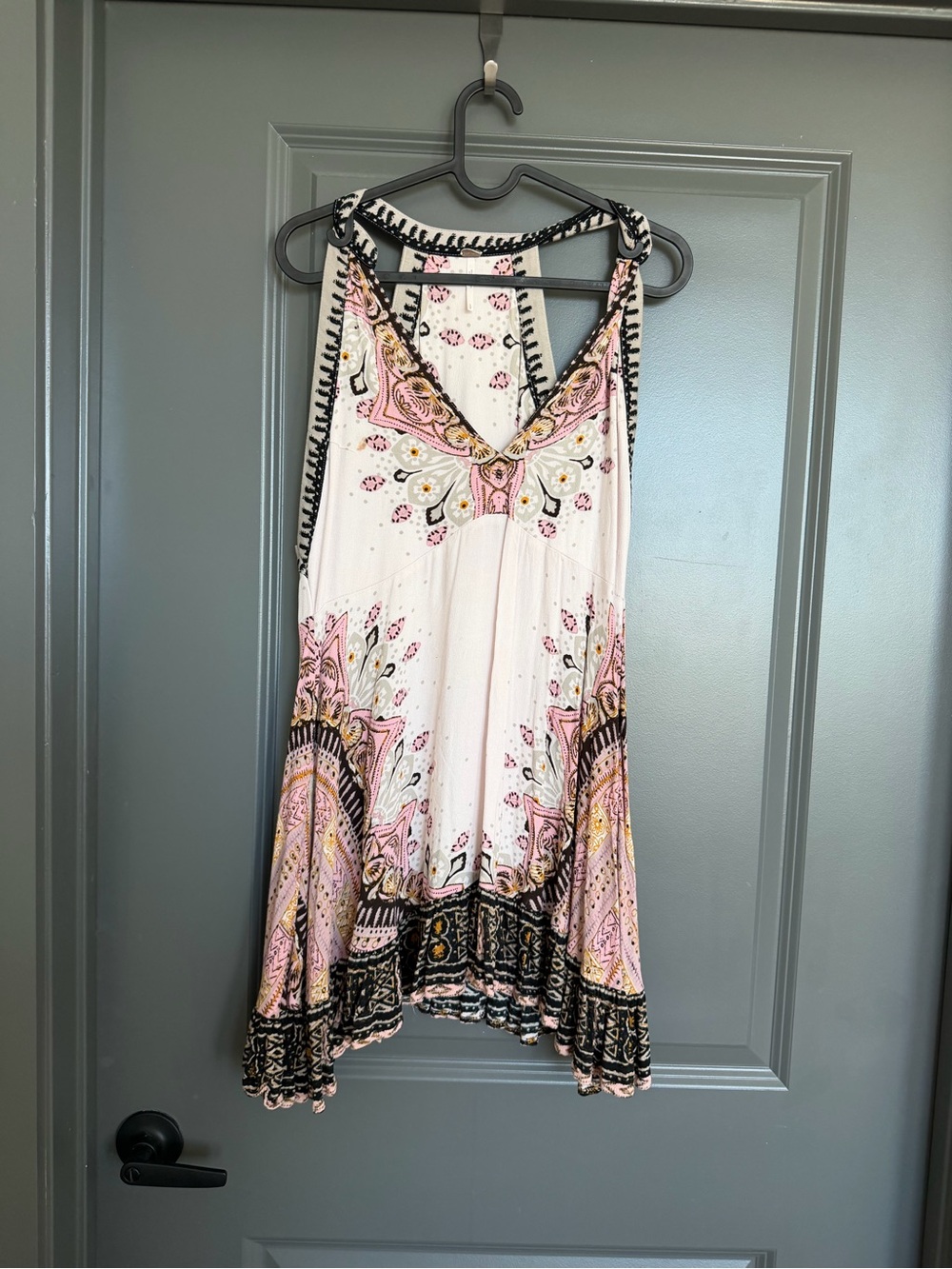 Free People Boho Floral Pink and Cream Sleeveless Summer Dress